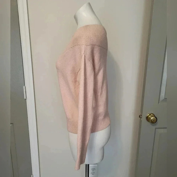 Anthropologie Moth Off Shoulder Super Soft Pink Sweater(XS) - Picture 4 of 11